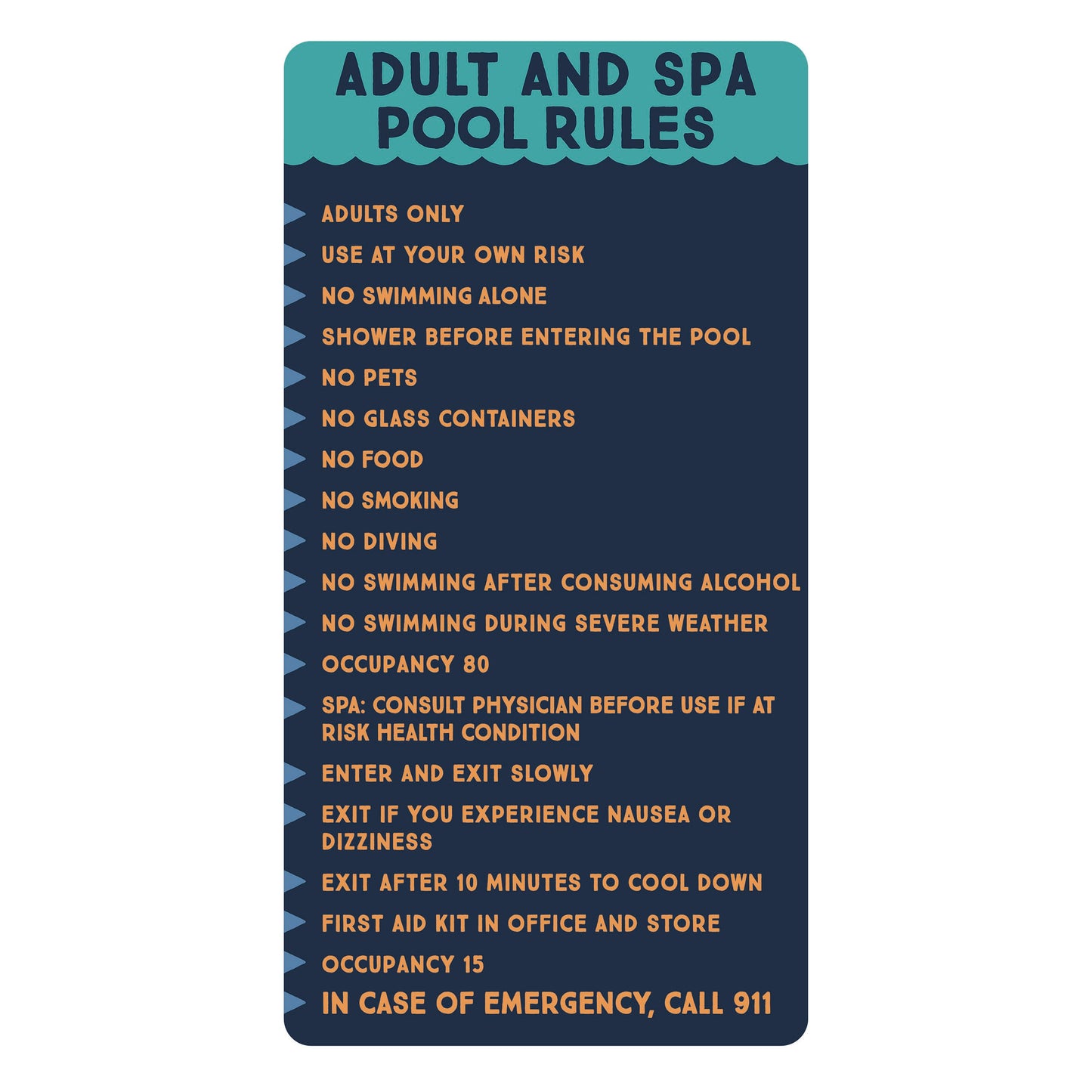 The Blue Canoe - Adult Pool and Spa Rules