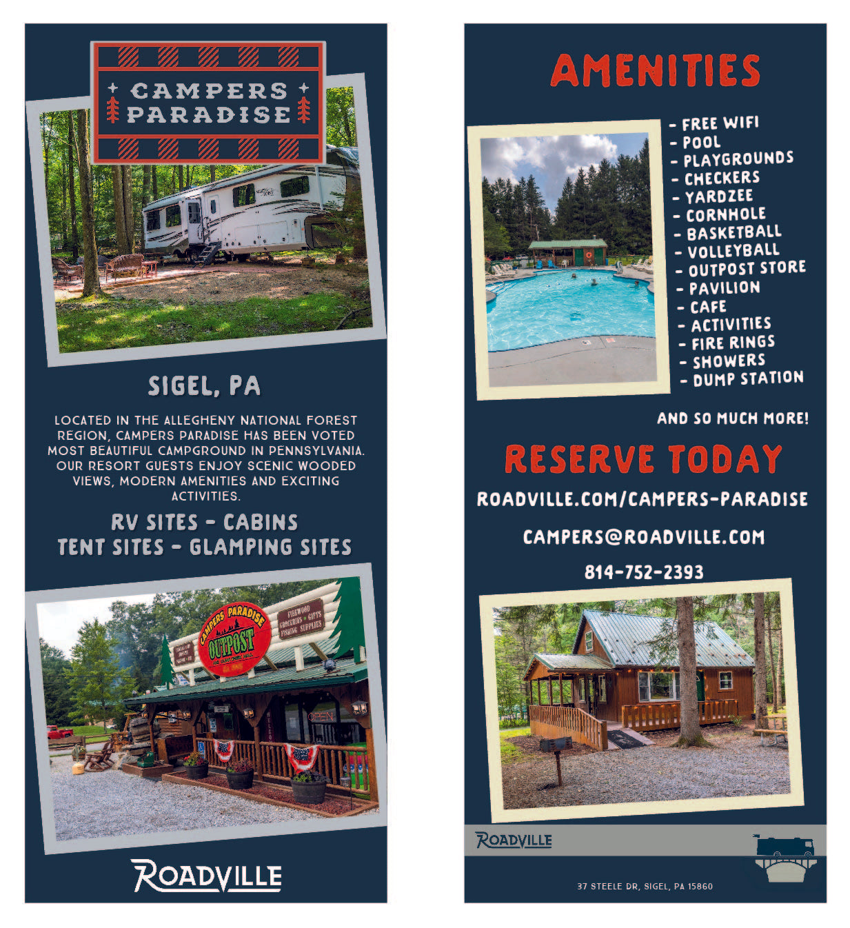 Campers Paradise Rack Card