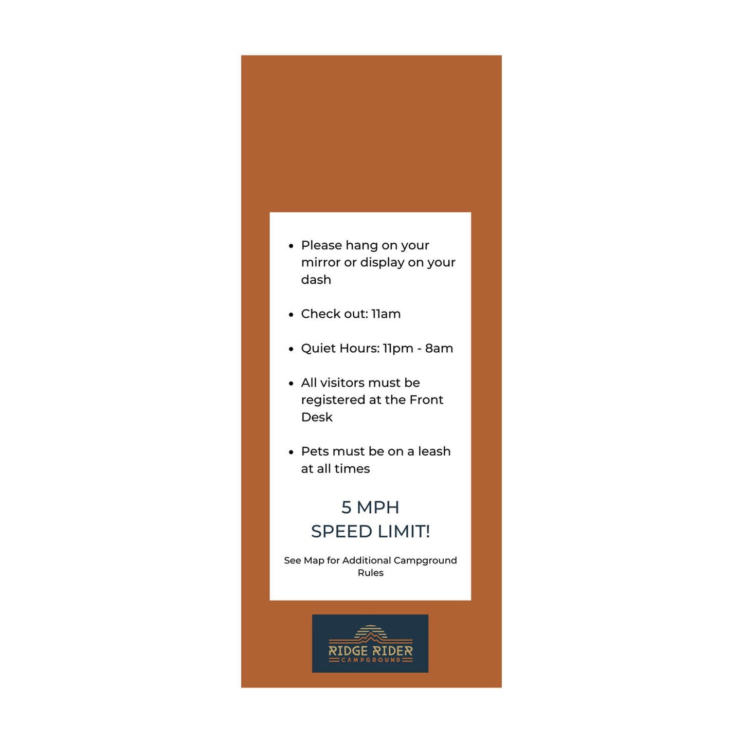 Ridge Rider Mirror Tag - Orange