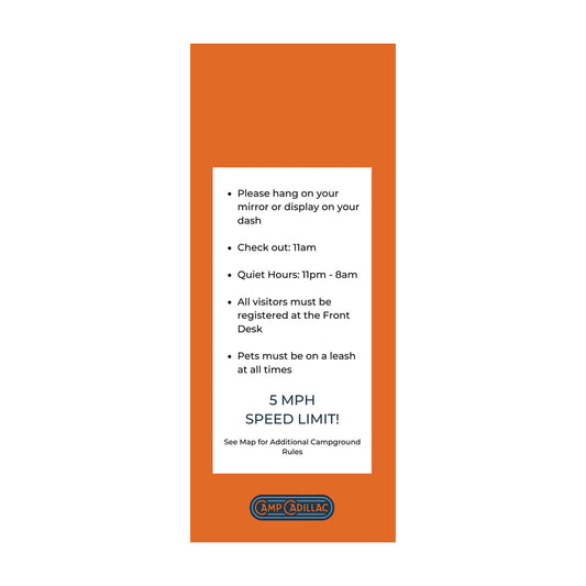 Camp Cadillac Mirror Tag - Orange