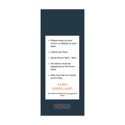 Camp Cadillac Mirror Tag - Blue