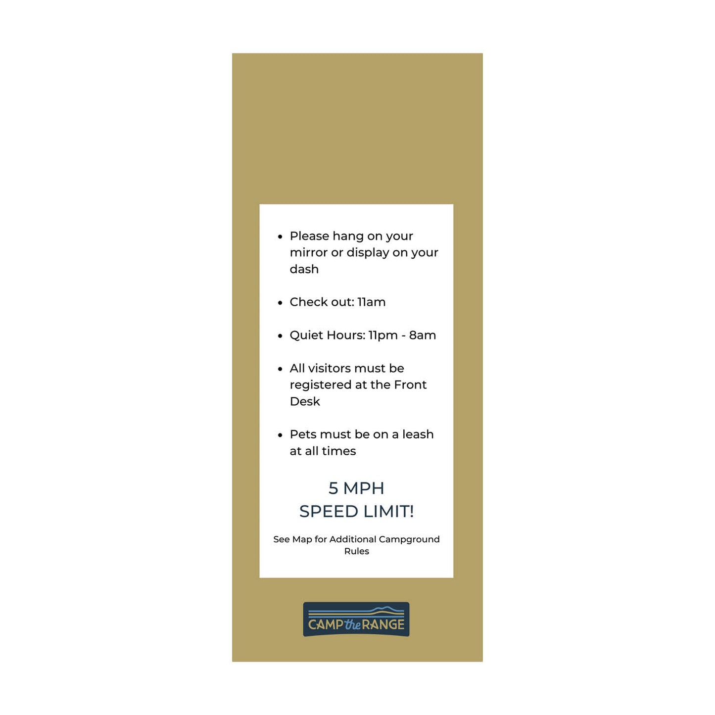 Camp The Range Mirror Tag - Tan